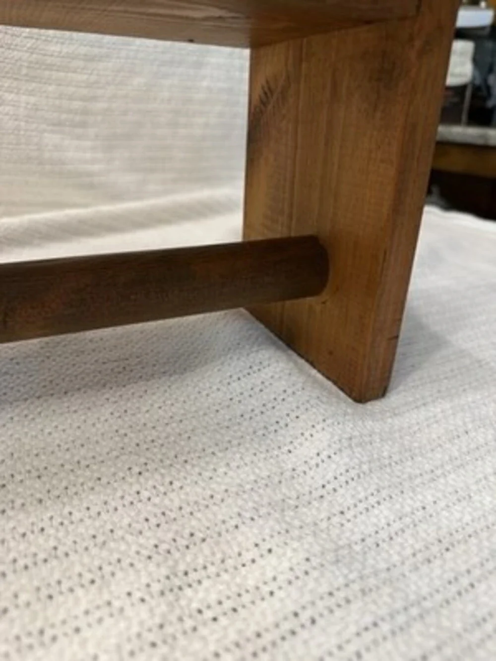 Vtg Solid Wood Wall Shelf Quilt Rack Hanging Bar  37.5” Heart Cutout Cottagecore
